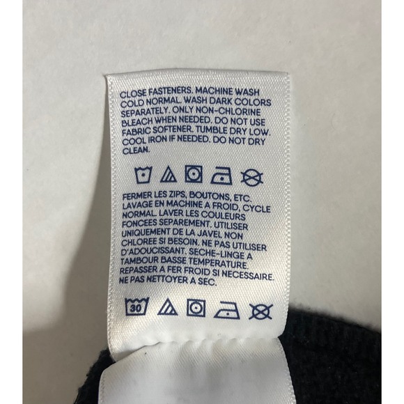 Lands End Black Fleece Jacket Mens Size Medium Zip Up Blue Trim Textured - Picture 11 of 14